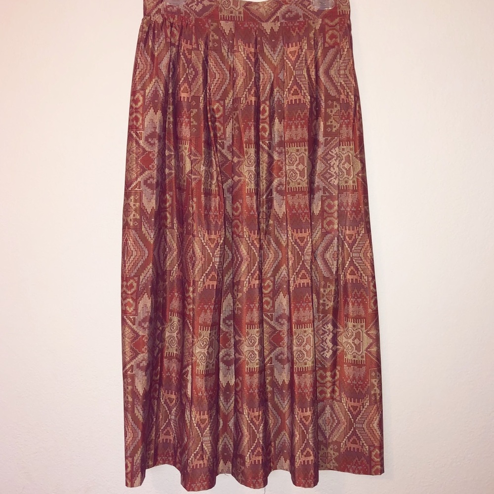 Vintage Pleated Aztec Print Skirt by Claude